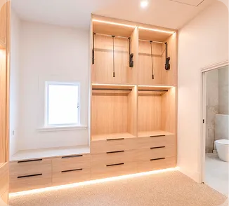 recently renovated walk-in wardrobe